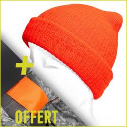 Bonnet de chasse orange fluo + brassard offert