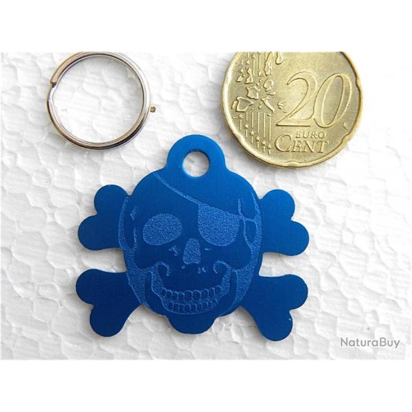 MEDAILLE Grave chien corsaire bleu petit modele gravure, personnalisation offerte