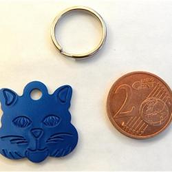 MEDAILLE Gravée chat chaton bleue  petit modèle gravure, personnalisation offerte