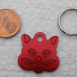MEDAILLE Gravée chat chaton rouge petit modèle gravure, personnalisation offerte