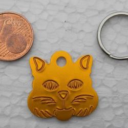 MEDAILLE Gravée chat chaton orange petit modèle gravure, personnalisation offerte