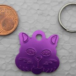 MEDAILLE Gravée chat chaton violette petit modèle gravure, personnalisation offerte