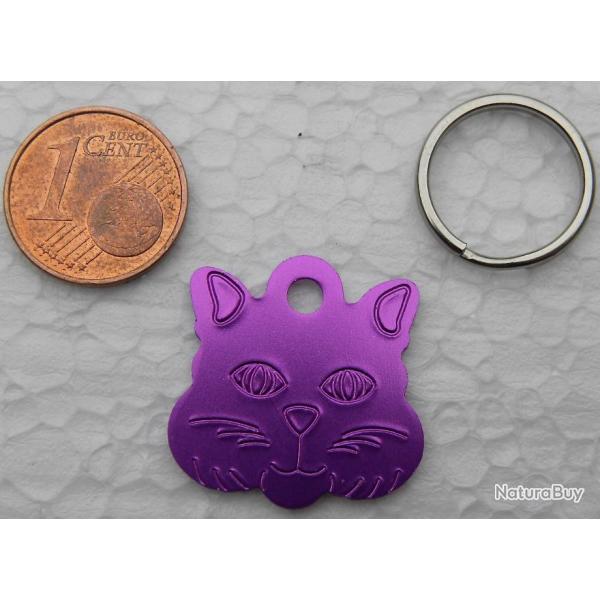 MEDAILLE Grave chat chaton violette petit modle gravure, personnalisation offerte