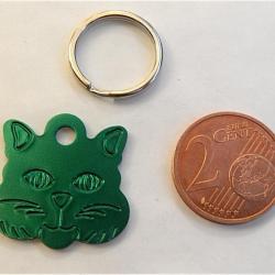 MEDAILLE Gravée chat chaton verte petit modèle gravure, personnalisation offerte