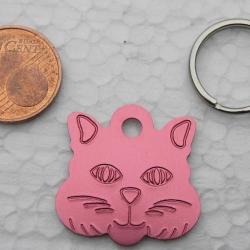 MEDAILLE Gravée chat chaton rose petit modèle gravure, personnalisation offerte