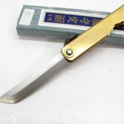 Nagao Higonokami Couteau Traditionnel Japonais Pliant Manche Laiton Lame Acier Carbone HIGO13BR