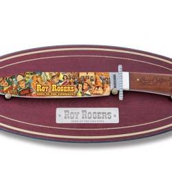 Couteau de Collection Rough Rider Roy Rogers Bowie Lame Acier 440 Manche Bois/Os Plaque Etui RR1883