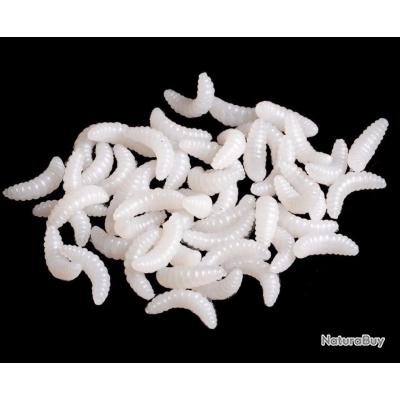30 Leurres asticot souple - 22mm (BLANC)