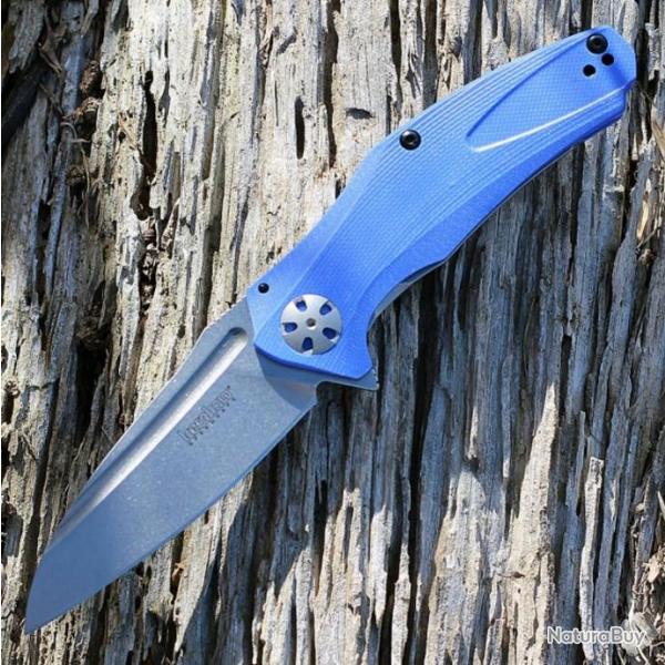 Couteau Kershaw Natrix A/O Lame Acier 8Cr13MoV Manche Blue G-10 Framelock Clip KS7007BLU