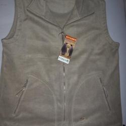 DESTOCKAGE : Gilet polaire PARKS ACTI-FLEECE beige  Fabrication Europe ( chasse pêche randonnée etc