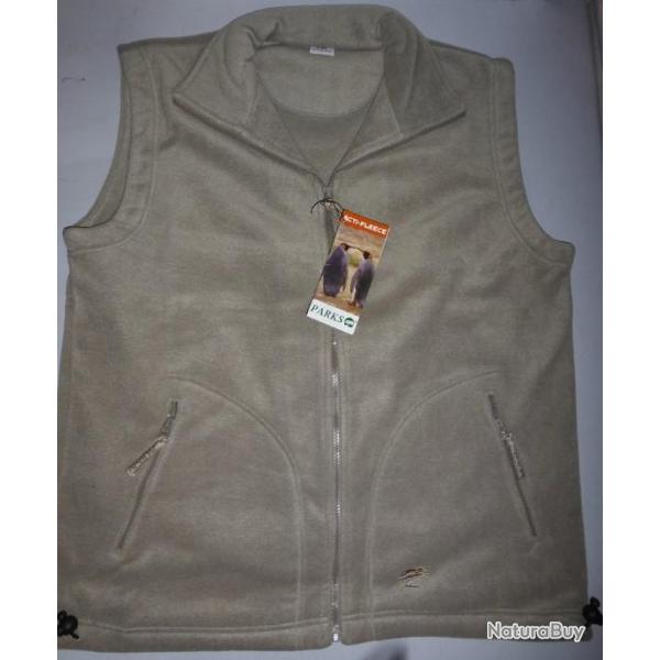 DESTOCKAGE : Gilet polaire PARKS ACTI-FLEECE beige  Fabrication Europe ( chasse pche randonne etc