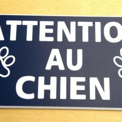 panneau "ATTENTION AU CHIEN" format 98 x 200 mm fond BLEU MARINE
