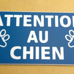 panneau adhésif "ATTENTION AU CHIEN" format 98 x 200 mm fond BLEU