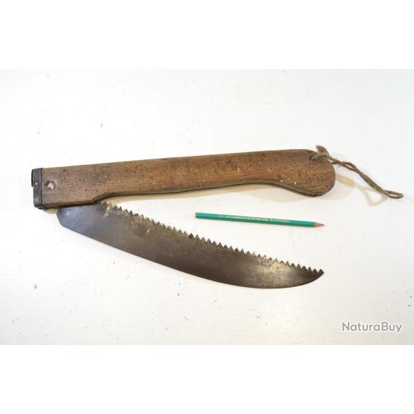 Ancien grand couteau scie pliant 40cm / 78cm. Outil menuisier, forestier ?