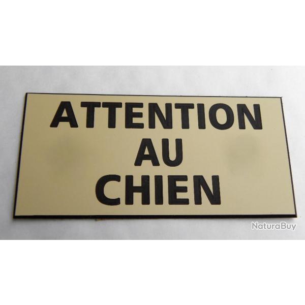 panneau "ATTENTION AU CHIEN" dimensions 98 x 200 mm fond ivoire