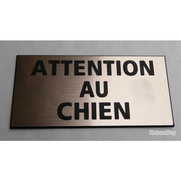 panneau "ATTENTION AU CHIEN" dimensions 98 x 200 mm fond cuivre