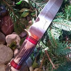 LAMA DAMAS -  Très beau couteau de chasse Damas - Bois de cerf (3)