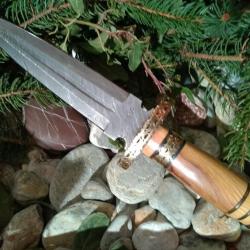 LAME DAMAS - Magnifique dague de chasse Damas - DOUBLE TRANCHANT (F.BK)