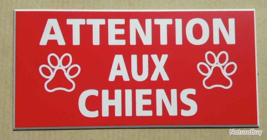 Panneau Attention Aux Chiens à Imprimer Gratuit Panneau "ATTENTION AUX CHIENS" format 98 x 200 mm fond ROUGE - Chenils