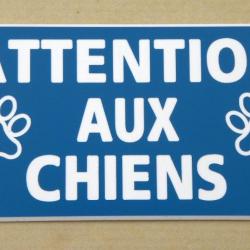 panneau "ATTENTION AUX CHIENS" format 98 x 200 mm fond bleu
