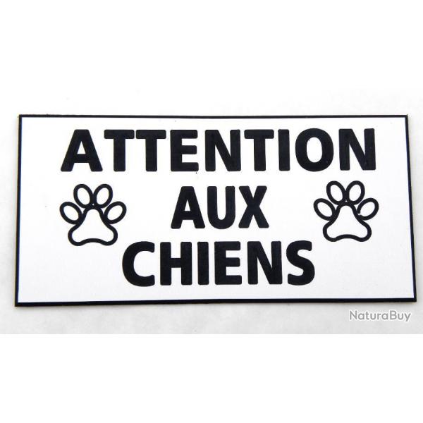 panneau "ATTENTION AUX CHIENS" format 98 x 200 mm fond blanc