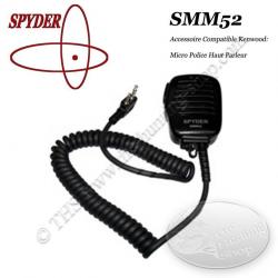 SPYDER SMM52K Micro Police déporté avec Haut Parleur compatible pour radios talkie walkie de chasse 