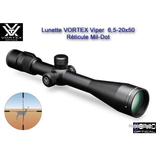 Lunette VORTEX Viper 6,5-20x50 PA - Rticule Mil-Dot
