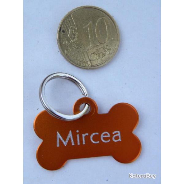 MEDAILLE Grave chien chiot orange "os" petit modle gravure, personnalisation offerte