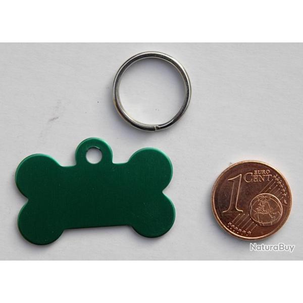 MEDAILLE Grave chien chiot vert "os" petit modle gravure, personnalisation offerte