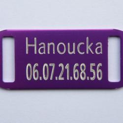 PLAQUE Médaille gravée violette collier Chien harnais gravure offerte petit modele