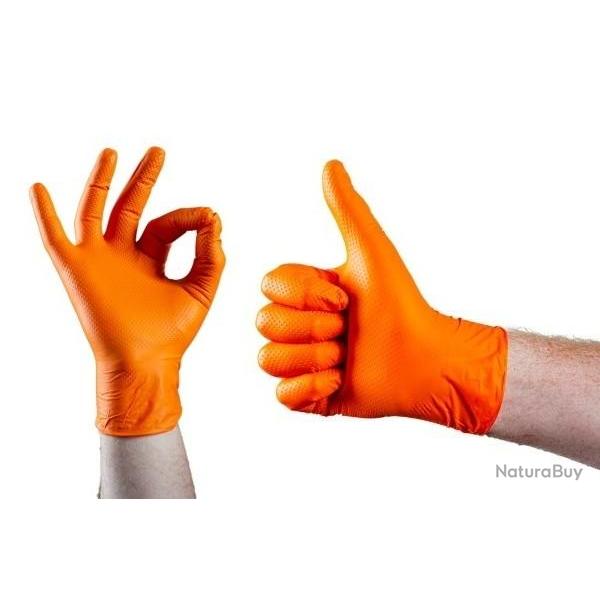 Gant nitrile orange taille L