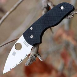 Couteau Spyderco Lil' Native Lame Acier CPM-S30V Serrat Manche G-10 Compression Made In USA SC230GS