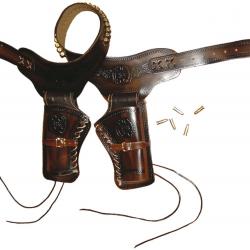 Ceinturon Western En Cuir Double Holster Pour Revolver