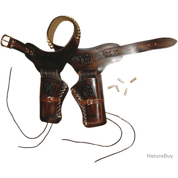 Ceinturon Western En Cuir Double Holster Pour Revolver