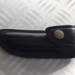 Etui en croûte de cuir noir pour Couteau de poche Laguiole 12 cm