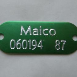 PLAQUE Médaille verte à riveter collier Chien harnais gravure offerte
