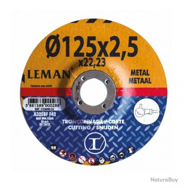 Lot de 5 disques trononnage mtal D.115x22,23x2,5mm Leman
