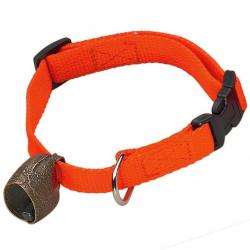 Collier avec clochette orange (Longeur: Longueur 40-60cm, largeur 25 mm)