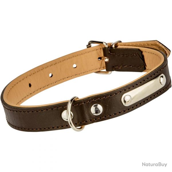 Collier pour chien en cuir 50cm (Couleur: Brun fonc)