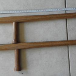 paire vintage tonfa en bois dur signe