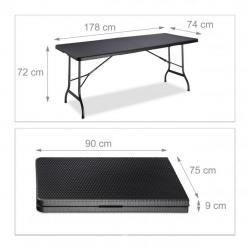 Table de jardin camping pliable 72 x 178 x 74 cm noir 2013111
