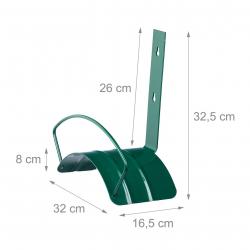 Porte tuyau mural support jardin jardinage pratique métal 32 cm vert 3413024