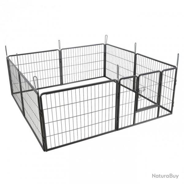 Parc enclos cage pour chiens chiots animaux de compagnie 163 x 163 cm gris 3712018