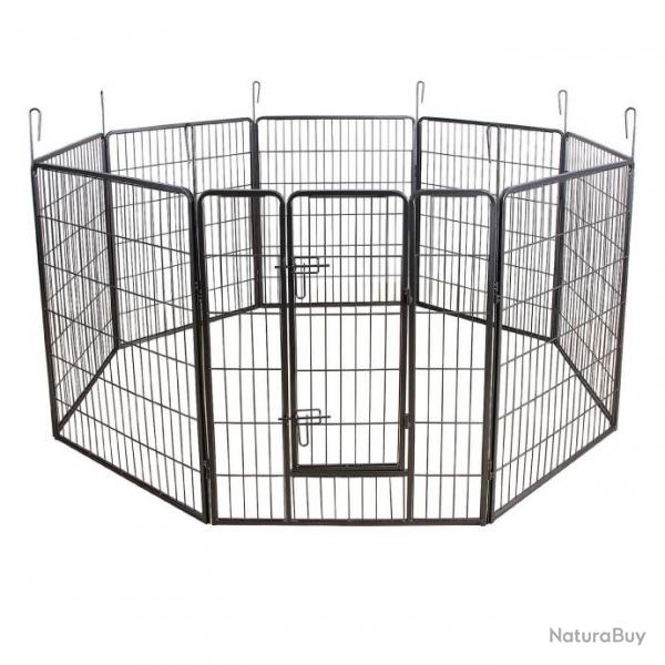Parc enclos cage pour chiens chiots animaux de compagnie 163 x 163 cm gris 3712022