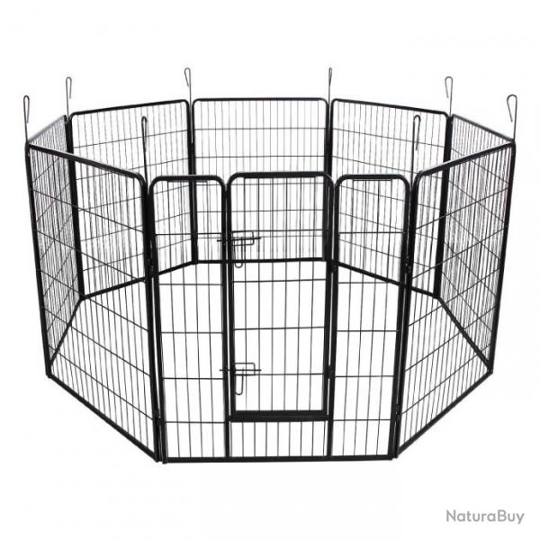 Parc enclos cage pour chiens chiots animaux de compagnie 163 x 163 noir 3712023