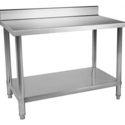 Table de travail professionnelle acier inox pieds ajustable avec rebord 120 x 60 cm 3614084