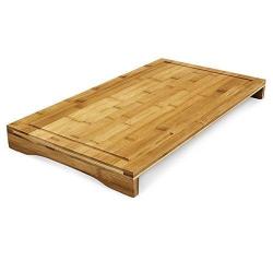Planche à découper bambou protège plaque bords surélevés et rigoles pour jus 52 cm 4313026