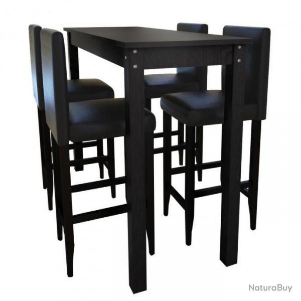 Lot de 4 tabourets de bar avec table haute noir 1202004