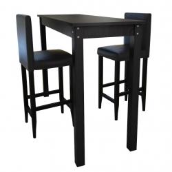 Lot de 2 tabourets de bar avec table haute noir 1202005