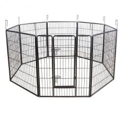 Parc enclos cage pour chiens chiots animaux de compagnie 163 x 163 cm gris 3712020
